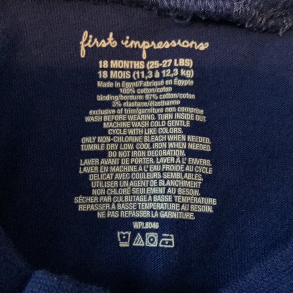 First Impressions Blue T-Shirt and Blue Plaid Shorts 18 Months - Picture 3 of 6